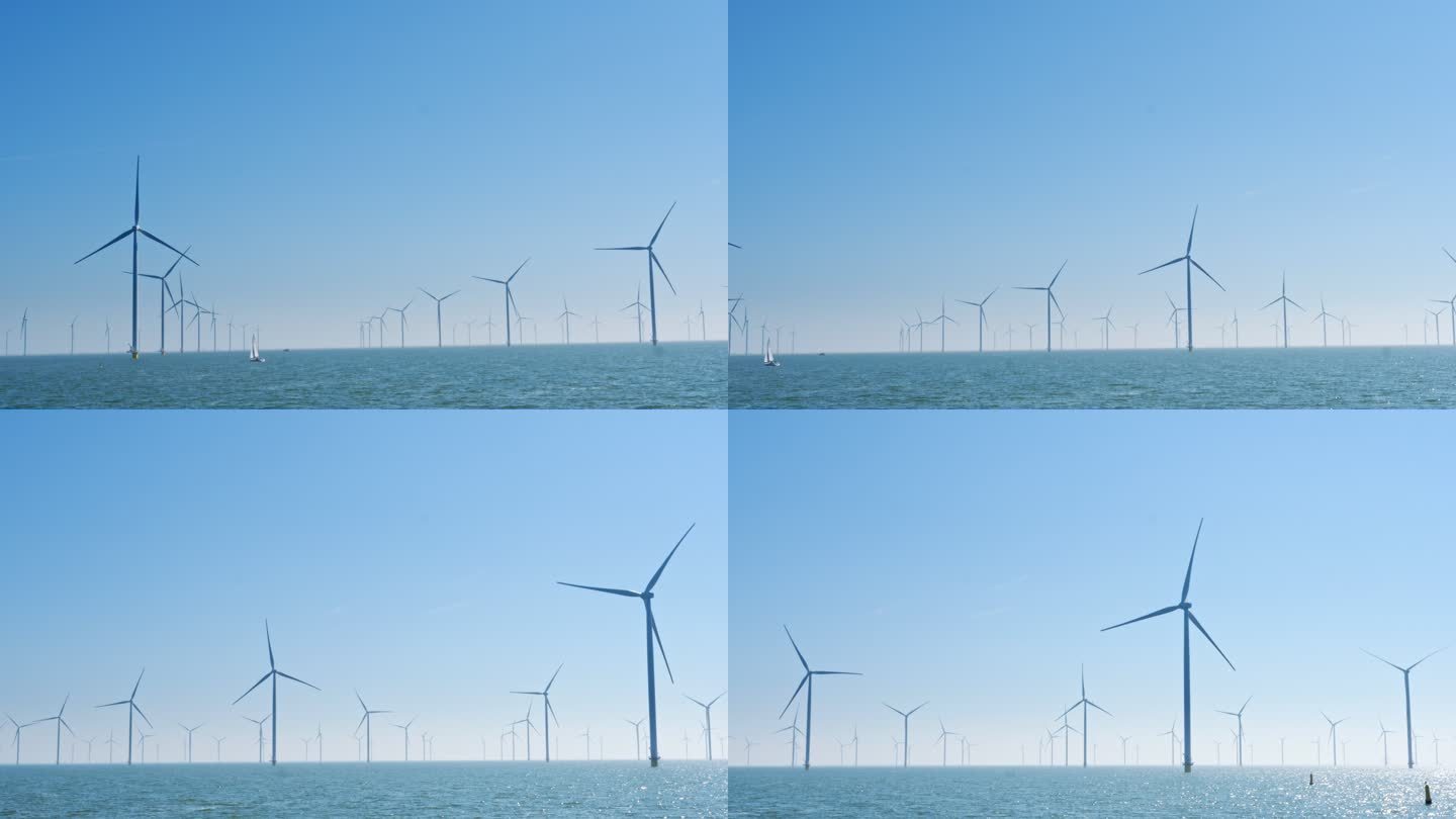 荷兰最大的埃塞尔梅尔湖风车农场，可持续发展，可再生能源