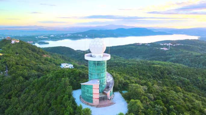 沈阳棋盘山风景区日出航拍