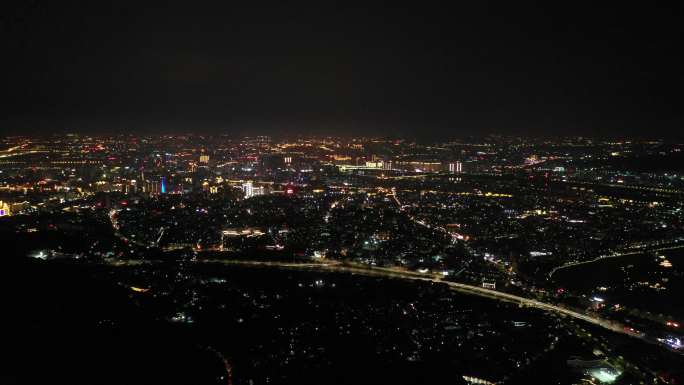 泉州市区夜景航拍500米高空泉州城市大景