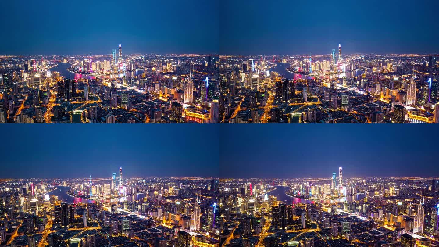 上海全景夜色航拍延时
