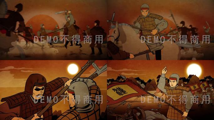 古代士兵打斗二维动画