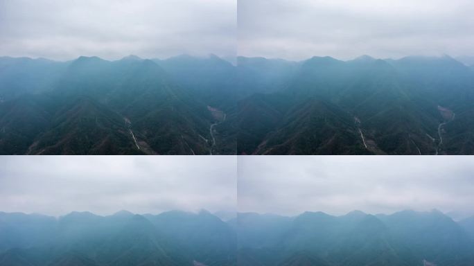 杭州富阳群山云雾缭绕航拍延时