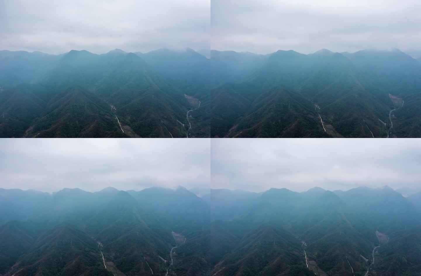 杭州富阳群山云雾缭绕航拍延时