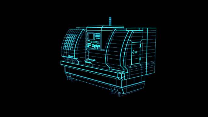 蓝色全息线框科技数控机床素材带通道