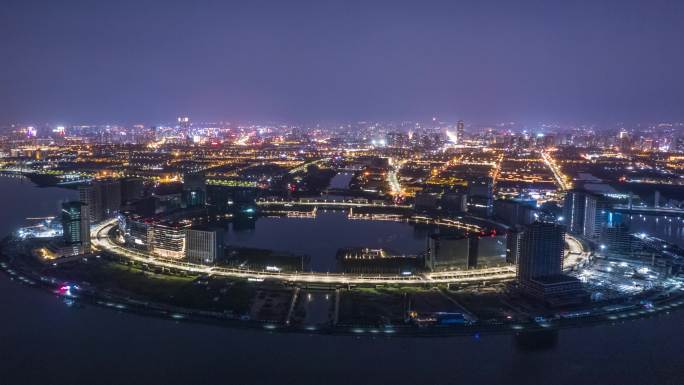 郑州北龙湖金融岛夜景延时