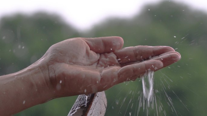 手 水 下雨 雨水