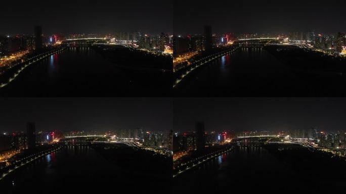 泉州晋江夜景航拍东海泰禾广场城市江滨夜景