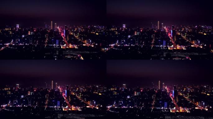 湖南长沙城市夜景航拍空境素材