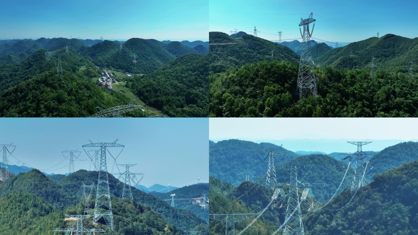 山区输电线路高压电塔4K