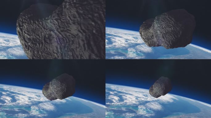 小行星与地球相撞。