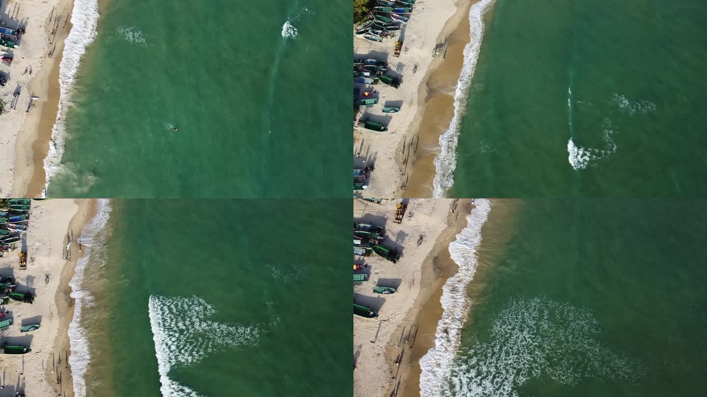 航拍大海岛屿海南海浪海岸