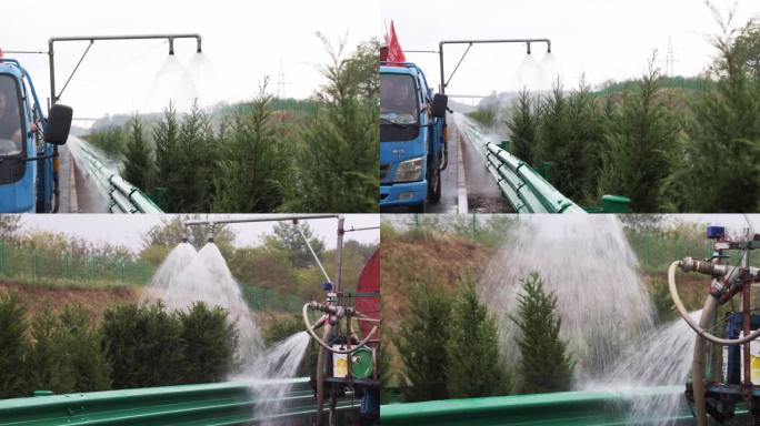 高速公路绿化带美丽养护洒水灌溉