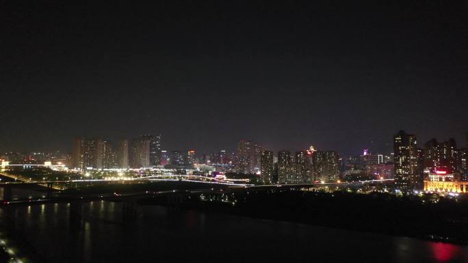 泉州晋江夜景航拍东海泰禾广场城市江滨夜景