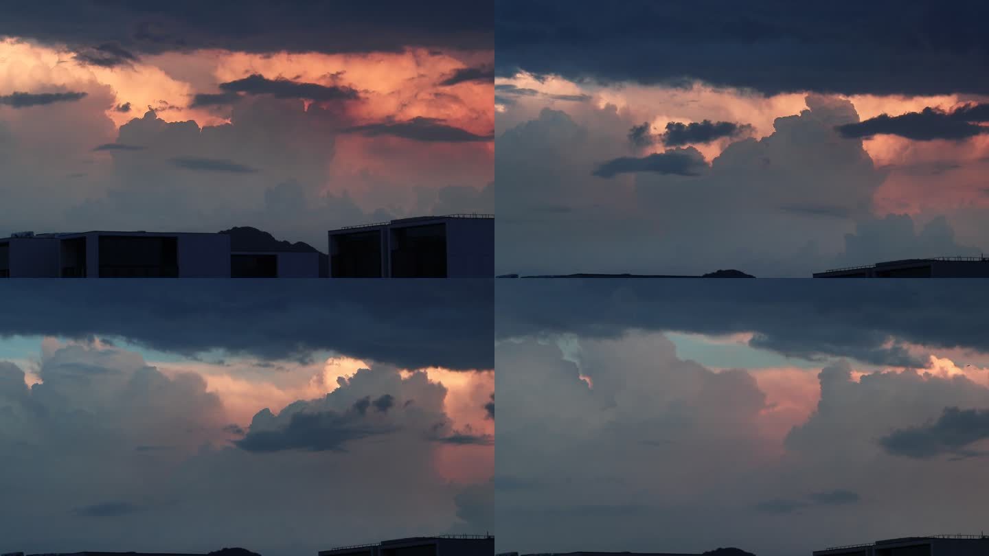 杭州雨后彩色云彩延时摄影