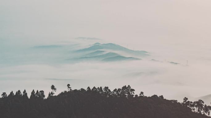 云海淹没山丘延时摄影