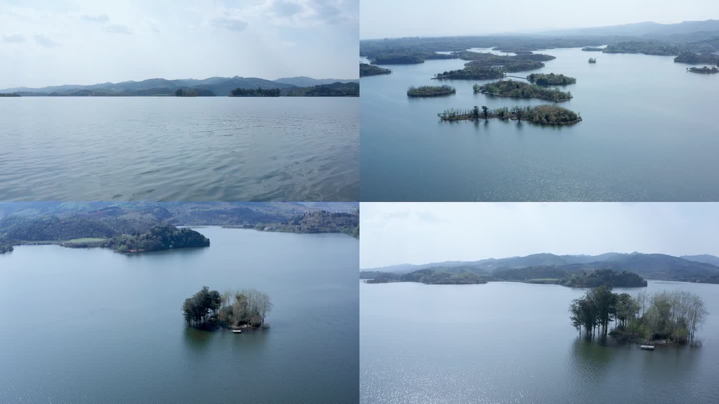 成都三岔湖泊风景区航拍空镜4K