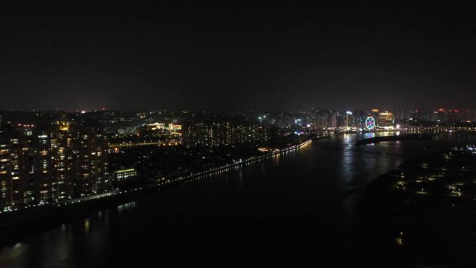 泉州晋江夜景航拍东海泰禾广场城市江滨夜景