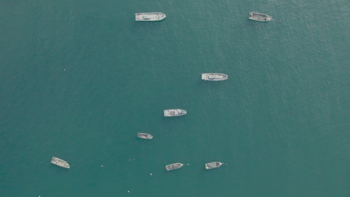 山东威海海中渔船航拍