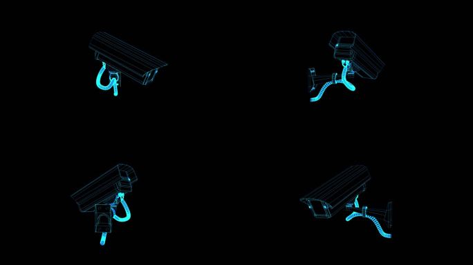 4K蓝色全息科技监控摄像头动画带通道