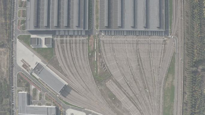 河南郑州地铁高铁始发站铁路轨道航拍