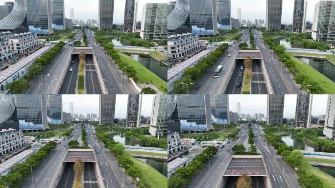 4K原素材-航拍上海龙耀路隧道