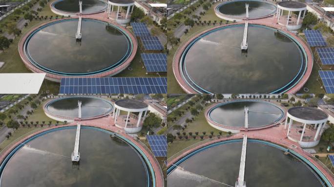 太阳能污水处理厂设备航拍视频