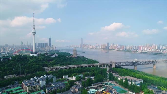 武汉 大桥 长江 道路 大景 航拍