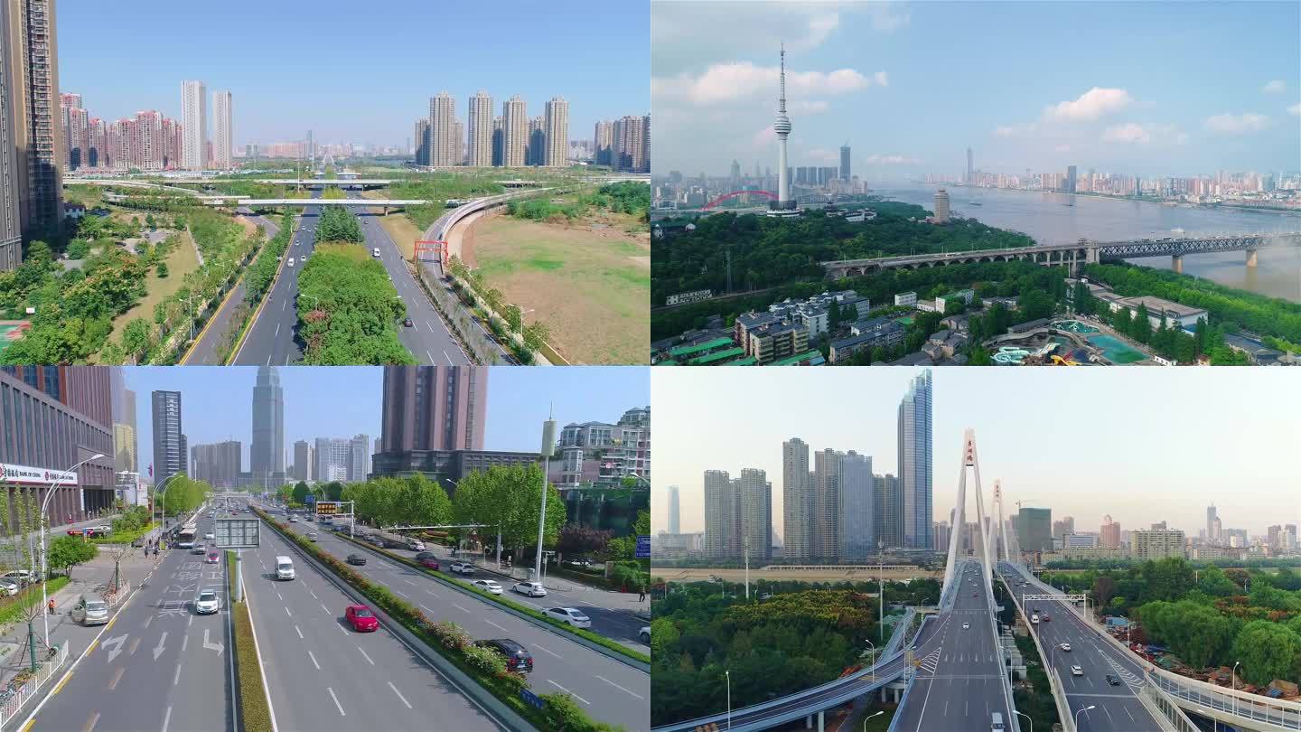 武汉 大桥 长江 道路 大景 航拍