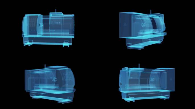 蓝色全息科技数控机床素材带通道