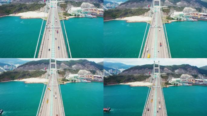 青马大桥鸟瞰图物流电子商务国际货运