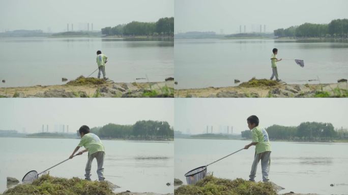八零80年童年回忆河里捕鱼捉鱼淘气网鱼
