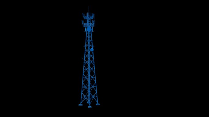 蓝色科技线条5G信号塔透明通道素材