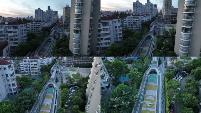 4K原素材-航拍上海高线公园、百禧公园