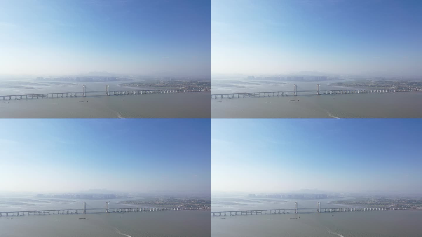 泉州湾跨海大桥航拍泉州大桥海景