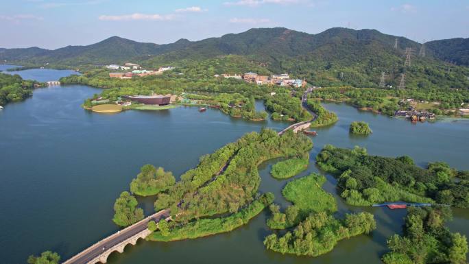 杭州萧山湘湖大全景 航拍