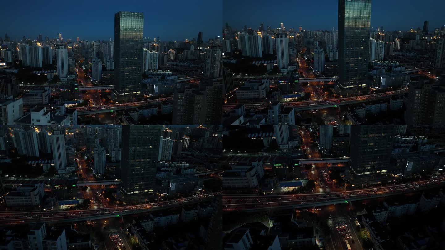 4K原素材-航拍上海道路交通上海长城大厦