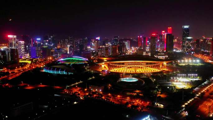 南宁五象新区总部基地航拍夜景