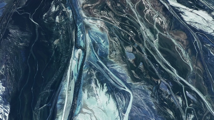 从上面看到的未来海王星表面。土壤和岩石构成的复杂图案