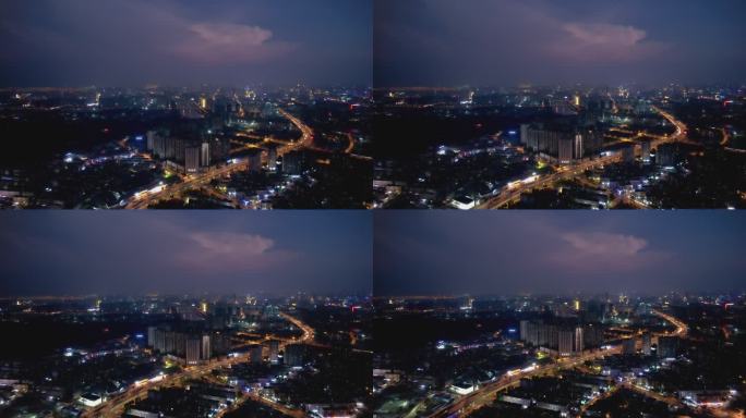 湖南长沙城市夜景航拍空境素材