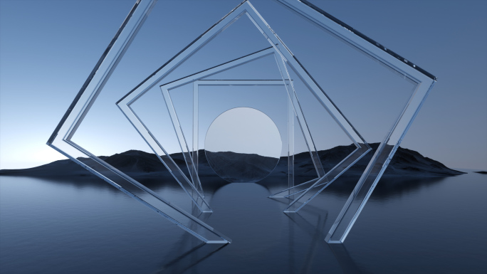 4K玻璃几何图形创意镜头_视频素材
