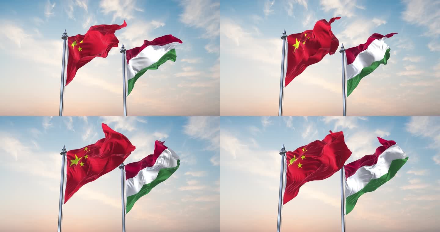 中国- 匈牙利国旗