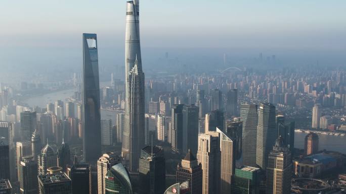上海天际线鸟瞰图航拍全景宣传片素材
