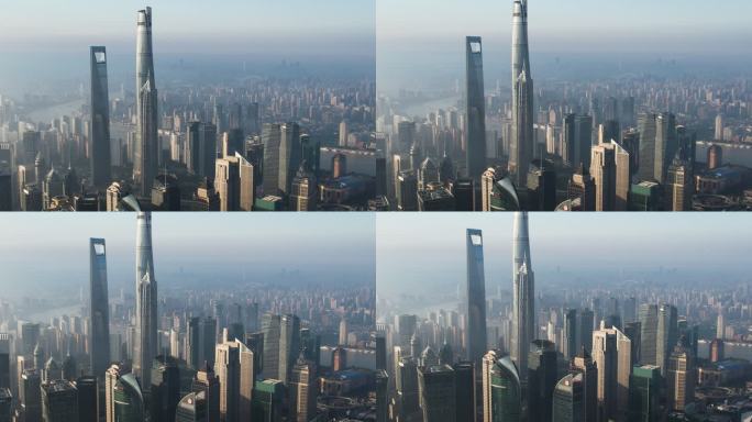 上海天际线鸟瞰图航拍全景宣传片素材