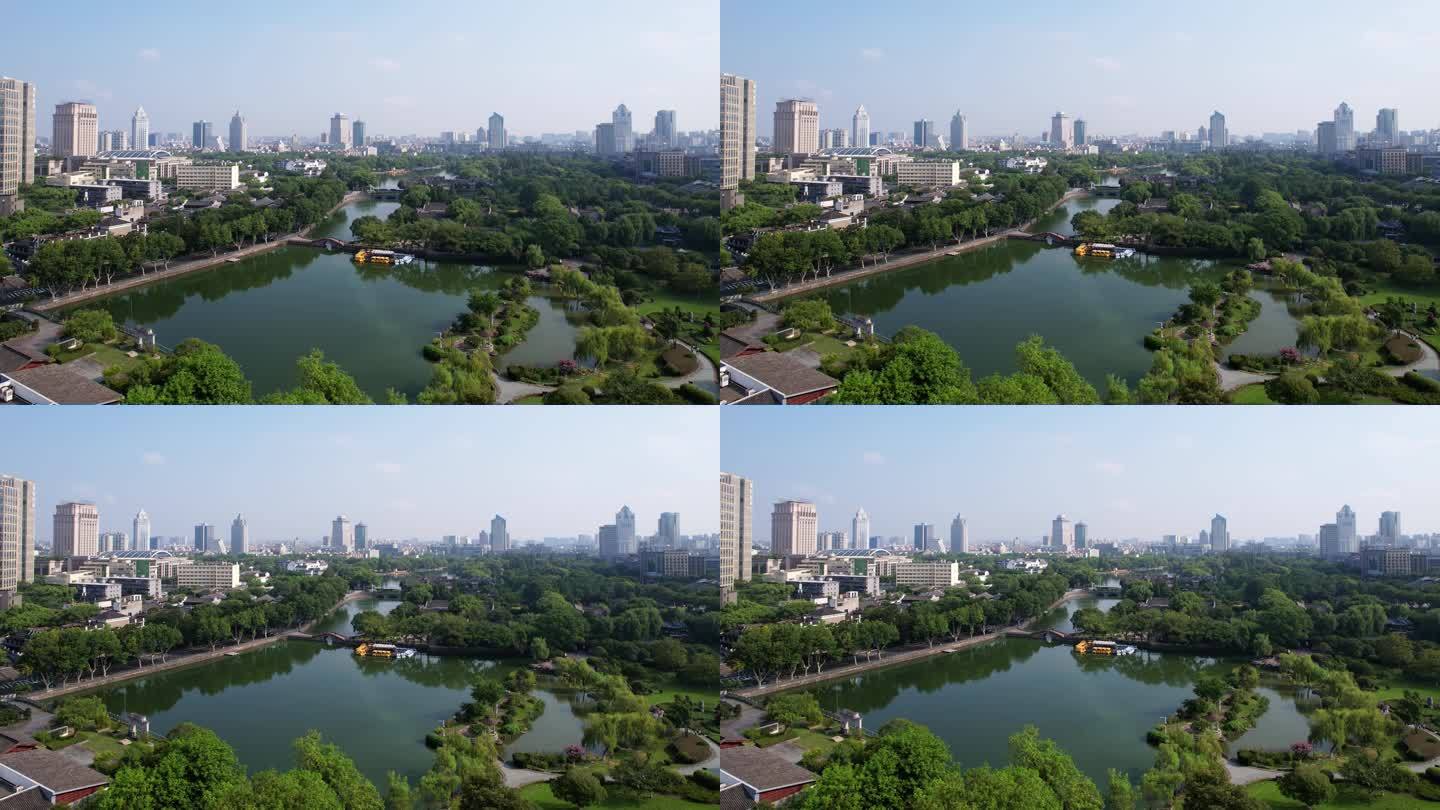 宁波市区月湖公园航拍