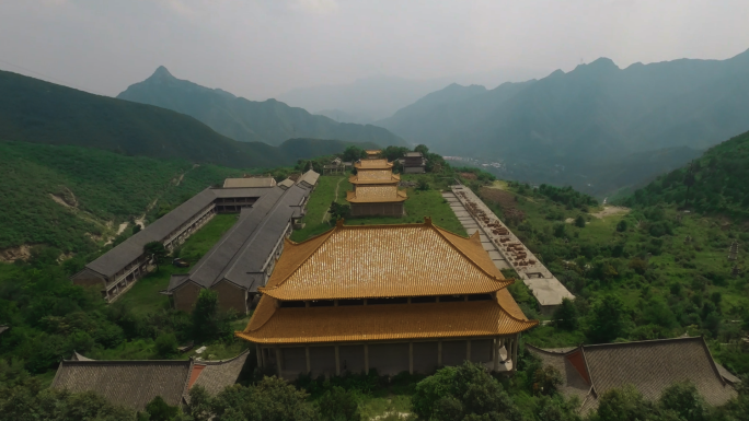 穿越机航拍北京妙峰山废弃寺庙 仰山栖隐寺