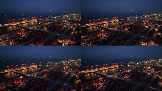 苏州太仓港航拍夜景