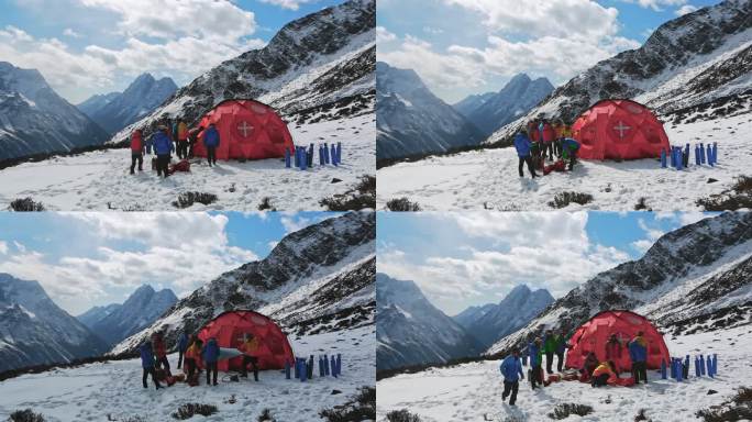 【原创】阿妣山医疗站检查医疗物资的登山队