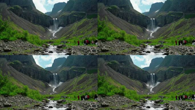 壮观的火山瀑布
