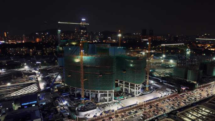 航拍深圳湾超级总部中国电子总部建设
