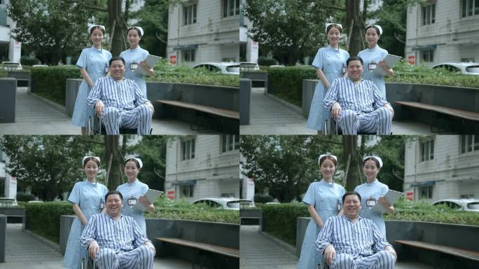【4k】护理护士和病人的笑脸